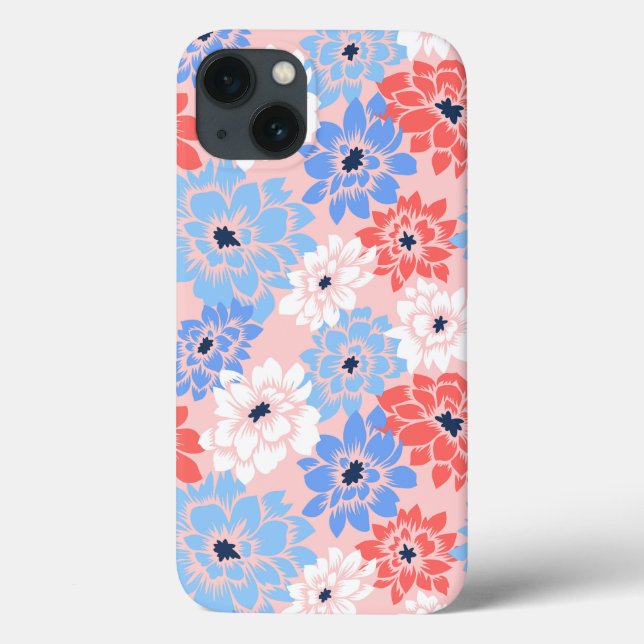 Capa de iPhone 13 'Bright Floral Bloom' (Verso)