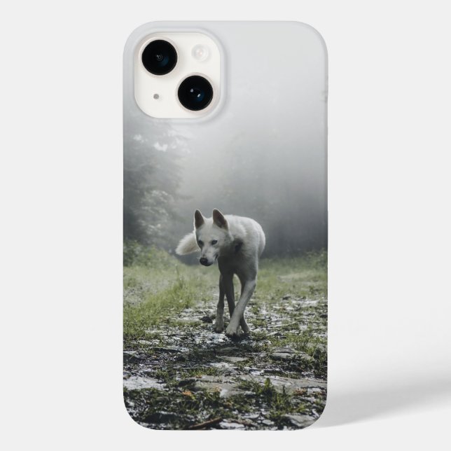 Capa de iPhone 14 Husky Siberiano Branco (Verso)