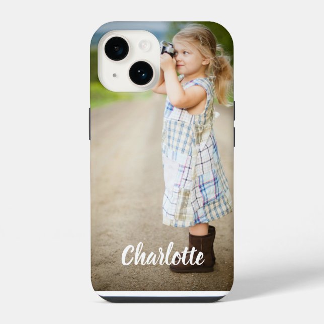 Capa de iPhone 14 Personalizada com Foto e Texto (Verso)