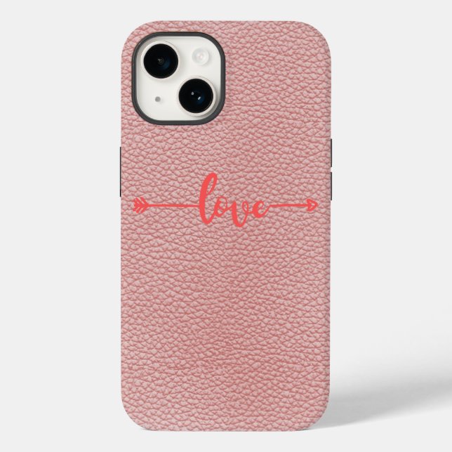 capa de iphone 14 rosa estética de amor. (Verso)