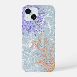 Capa de iPhone 15 'Arte de Linha Floral'