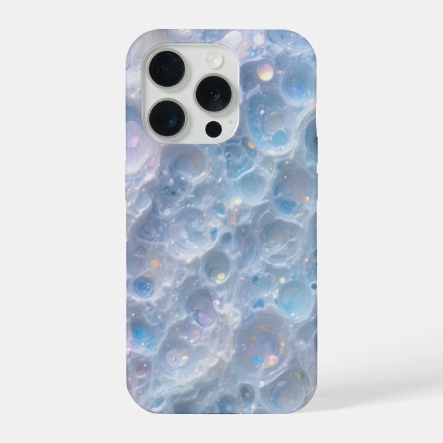 Capa de iPhone 15 Pro com Textura de Bolha Azul –  (Verso)