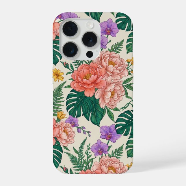 Capa de iPhone 15 Rosa Floral – Design Elegante de (Verso)