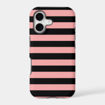 Capa de iPhone 17 Rosa Coral e Preta Listrada Fran