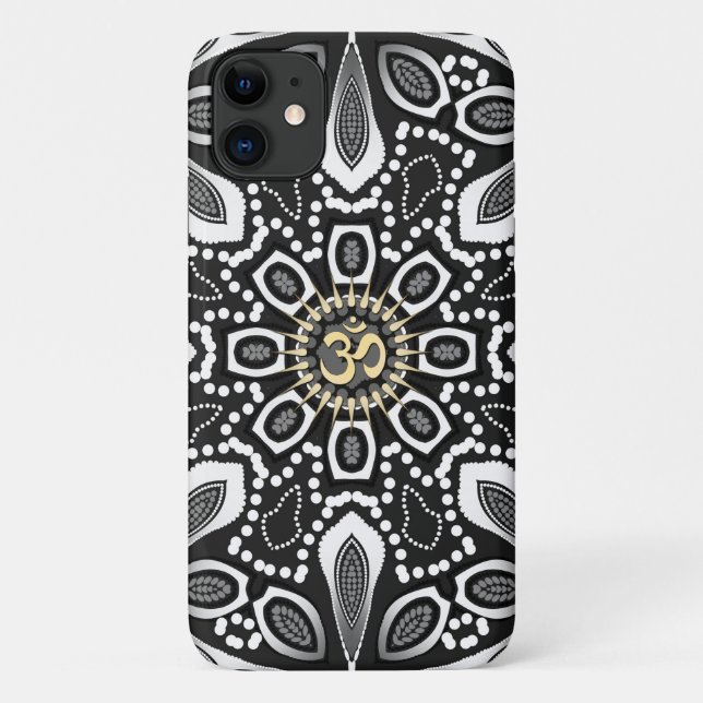 Capa de iphone 4 de Aum Branco-Preto-Tribal (Verso)