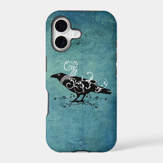 Capa de Iphone 5 Azul Turquesa com Corvo e Espirai