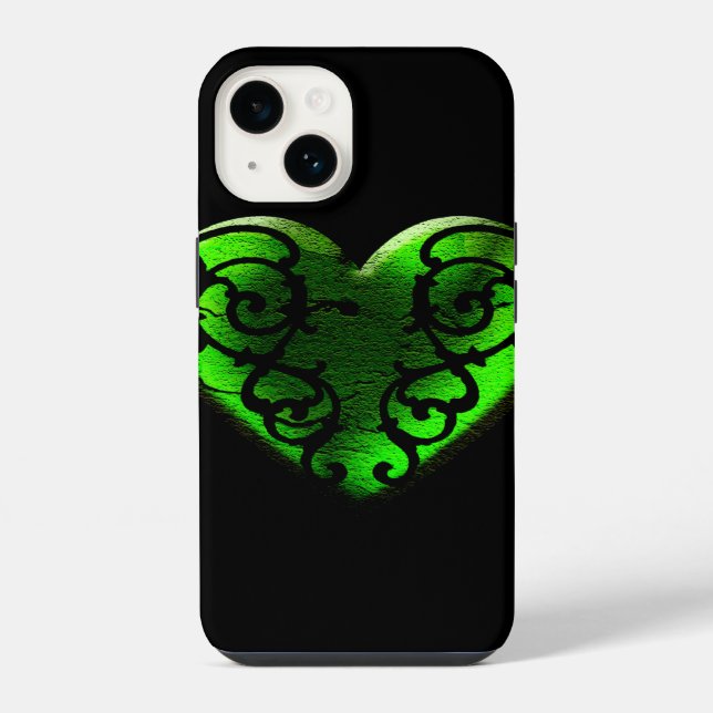 Capa de iPhone 6 Goth St. Patrick's Day Coração Ve (Verso)