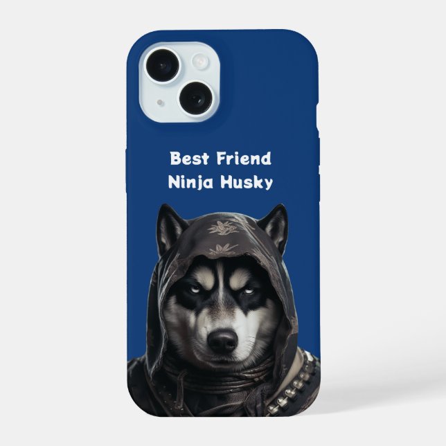 Capa de iPhone Azul Personalizada  Ninja Husky   (Verso)