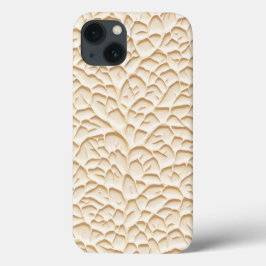 Capa de iPhone Bege Luxuoso com Relevo Texturizado