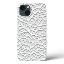 Capa de iPhone Branca Brilhante com Ramo Texturiza