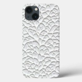 Capa de iPhone Branca Brilhante com Ramo Texturiza