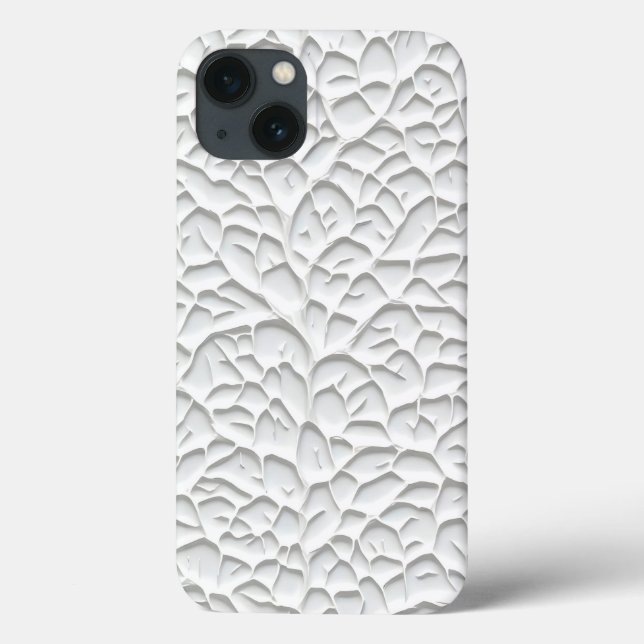 Capa de iPhone Branca Brilhante com Ramo Texturiza (Verso)