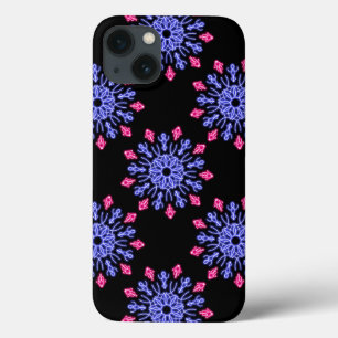 Capa de iPhone Case-Mate de flor néon azul e verme