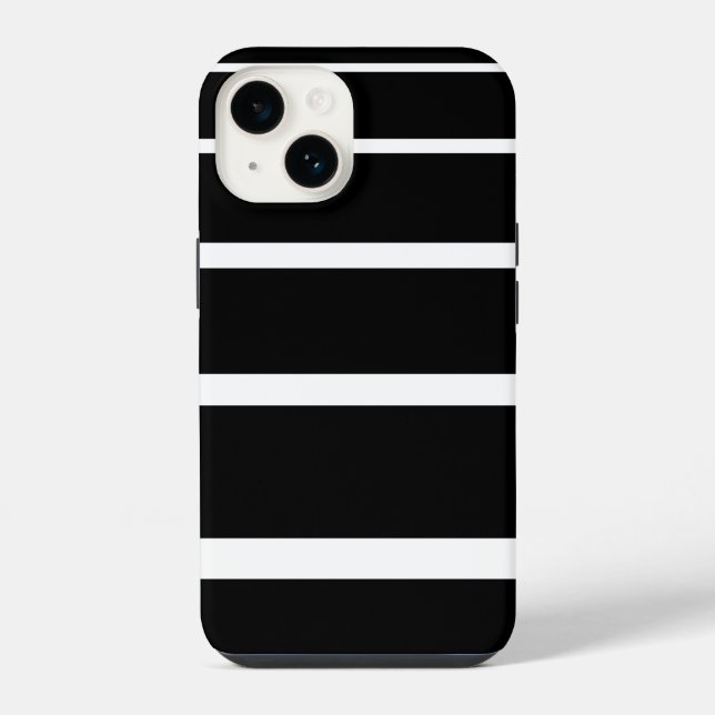Capa de iPhone Case-Mate listrada em preto e branc (Verso)