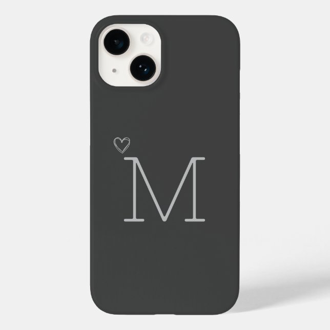 Capa de iPhone cinza com inicial personalizada (Verso)