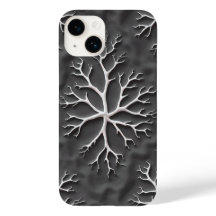 Capa de iPhone cinza escuro com ramos brancos orgâ