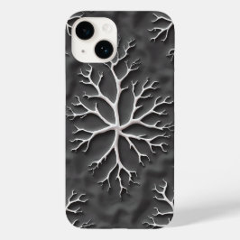 Capa de iPhone cinza escuro com ramos brancos orgâ