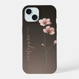 Capa de iPhone com Haste Floral Minimalista Bege