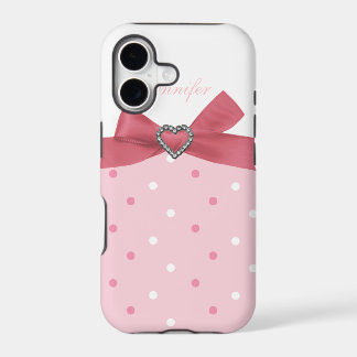 Capa de iPhone com Laço Rosa e Estampa de Joia com