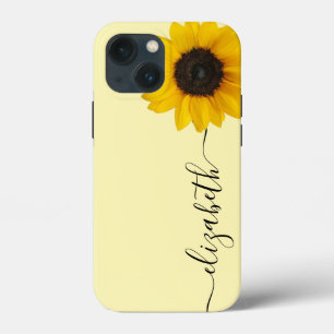 Capa de iPhone com Nome em Letra de Flor de Girass