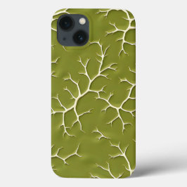 Capa de iPhone com padrão de ramo em verde oliva