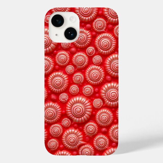 Capa de iPhone com Padrão Espiral Vermelho Design  (Verso)