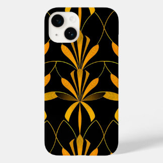 Capa de iPhone com Padrão Floral Preto Dourado Ret