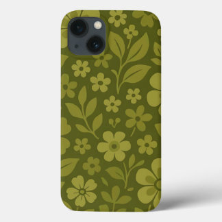 Capa de iPhone com padrão floral retrô verde