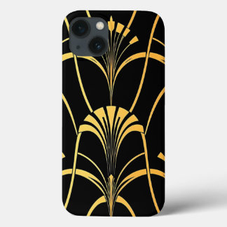 Capa de iPhone com padrão preto dourado Art Deco