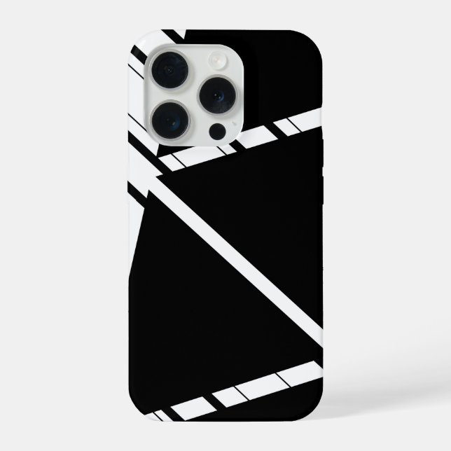 Capa de iPhone com Padrão Preto em Zigue-Zague (Verso)