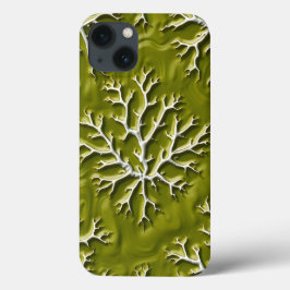 Capa de iPhone com ramificação em relevo em oliva
