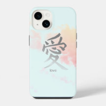 CAPA DE IPHONE COM SÍMBOLO KANJI PARA AMOR CÉU E N