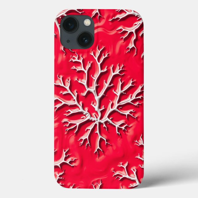 Capa de iPhone com Textura de Árvore Vermelha Carm (Verso)