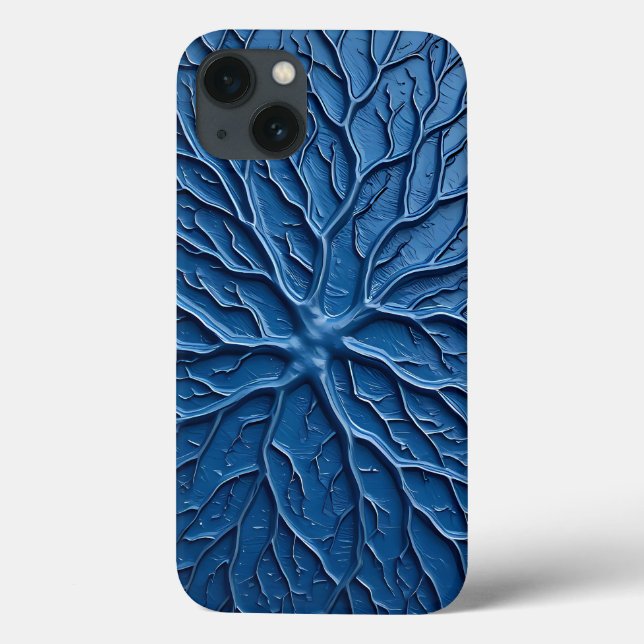 Capa de iPhone com Textura de Ramo Índigo Arte Pro (Verso)