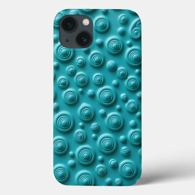 Capa de iPhone com Textura em Espiral Turquesa Des (Verso)