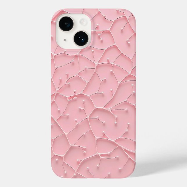 Capa de iPhone com Textura Orgânica Rosa - Visual  (Verso)