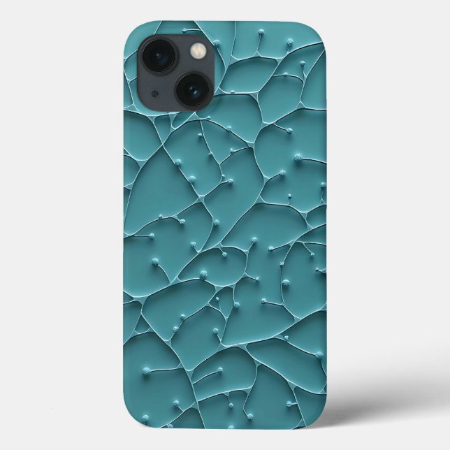 Capa de iPhone com Textura Orgânica Verde-azulado  (Verso)