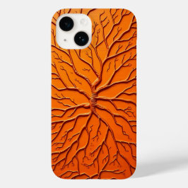 Capa de iPhone com Textura Ramificada Laranja Arte