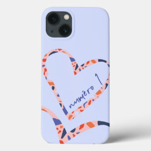 Capa de Iphone Coração, Francês, Azul, Luxo, Amor