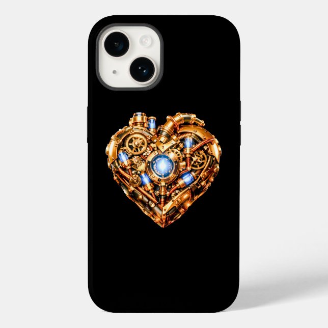 Capa de iPhone Coração Mecânico Intrincado Steampu (Verso)