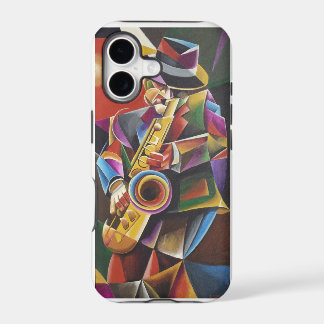 Capa de iPhone Cubista Jazz Sax Arte Refinado