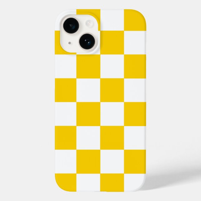 Capa de iPhone em Xadrez Amarelo e Branco (Verso)
