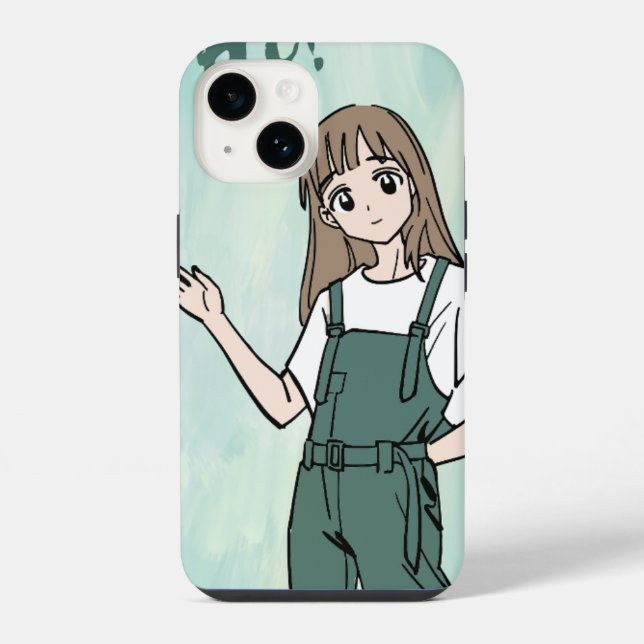Capa de iPhone Estética de Menina de Anime - Telef (Verso)
