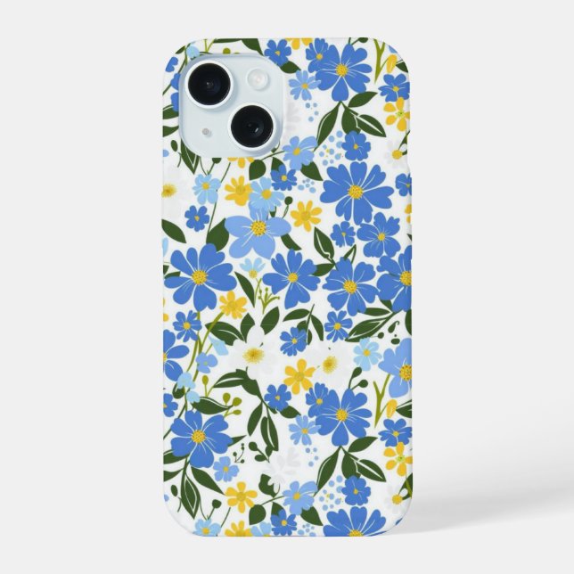 Capa de iPhone Floral Azul (Verso)