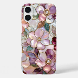 Capa de iPhone Floral com Vidro Pintado Rosa Pérol