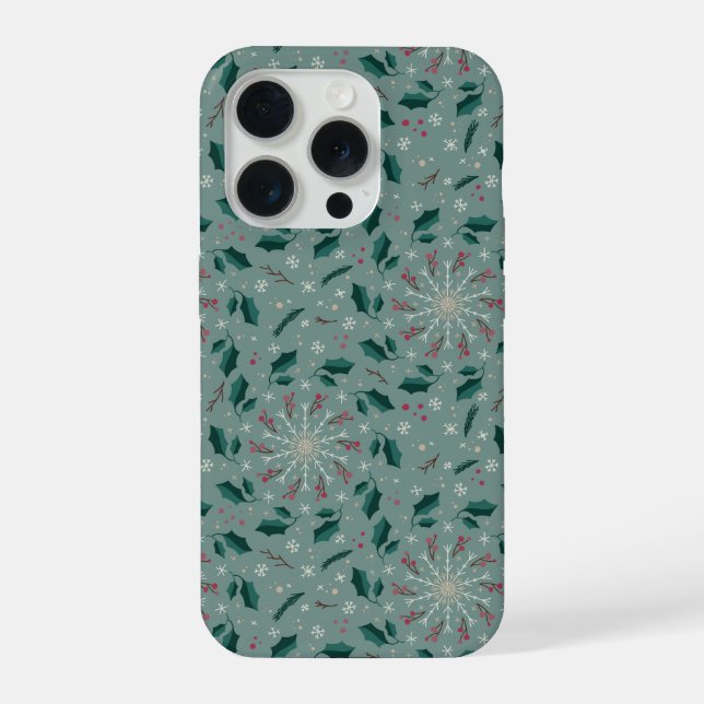Capa de iPhone Floral de Inverno Snowflake (Verso)