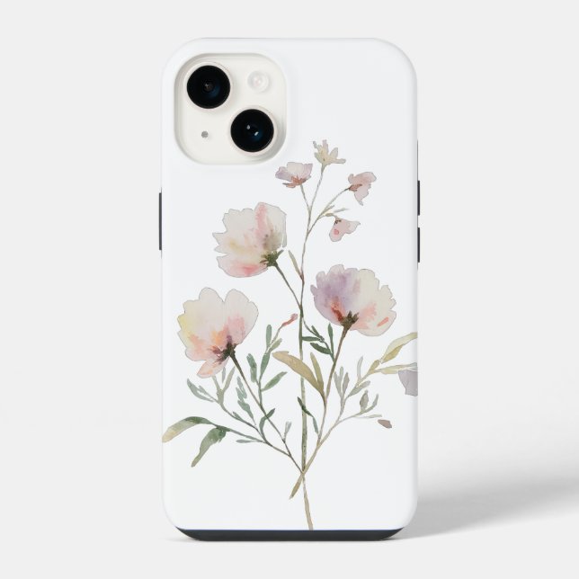 Capa de iPhone Floral em Aquarela Suave (Verso)