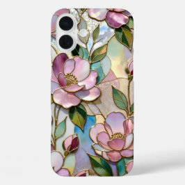 Capa de iPhone Floral Rosa Elegante Vidro Colorido