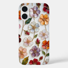 Capa de iPhone Floral Vidro Pintado Flores Pastel