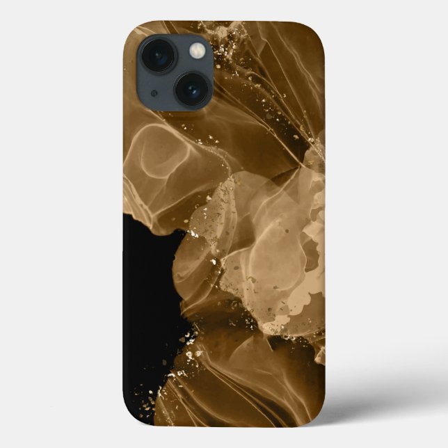 Capa de iPhone / iPad com Glitter Dourado Castanho (Verso)